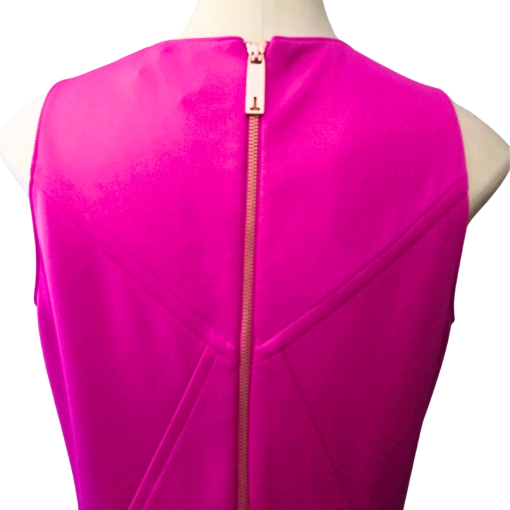 TED BAKER London Sew In Love Mitton Scuba Sleeveless Skater Dress Hot Pink 4/10 - Picture 7 of 8